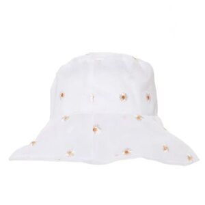 Fashion Nova White Floral Embroidered Organza Cotton Festival Bucket Hat